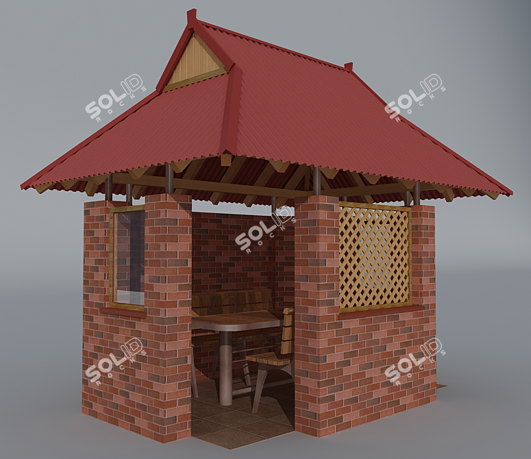 Elegant Garden Arbor 3D model image 1