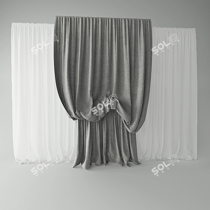 Elegant Window Curtain 3D model image 1