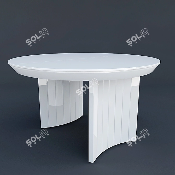 Elegant Round White Dining Table 3D model image 1