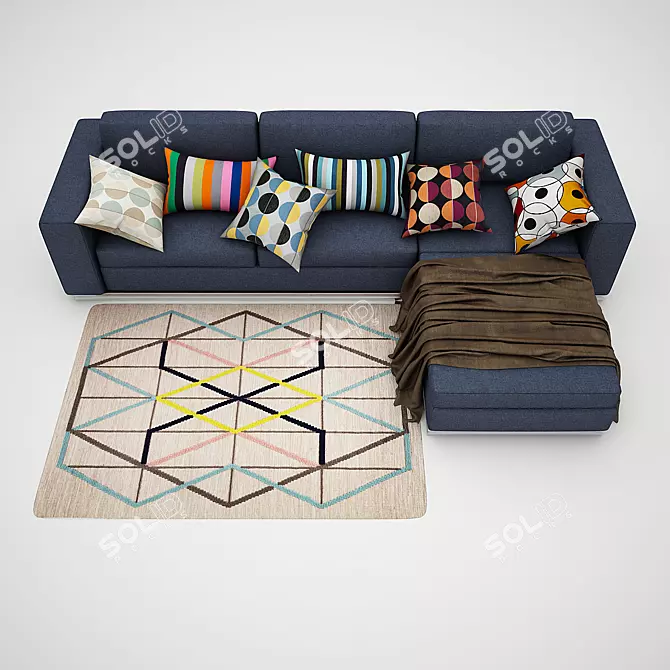 Cozy Corner Sofa Set with IKEA Accessories 3D model image 1