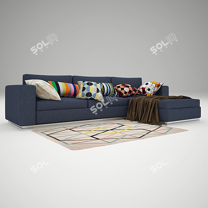 Cozy Corner Sofa Set with IKEA Accessories 3D model image 2
