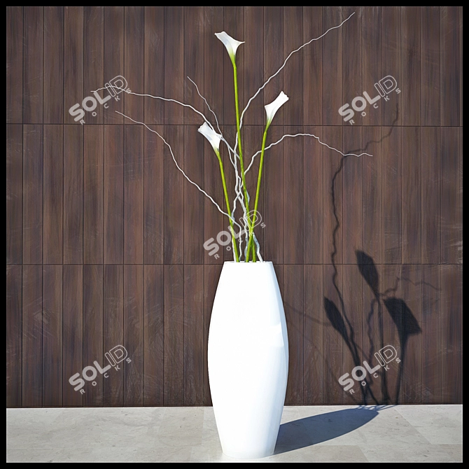 Elegant Blooms: Flower Vase Set 3D model image 1