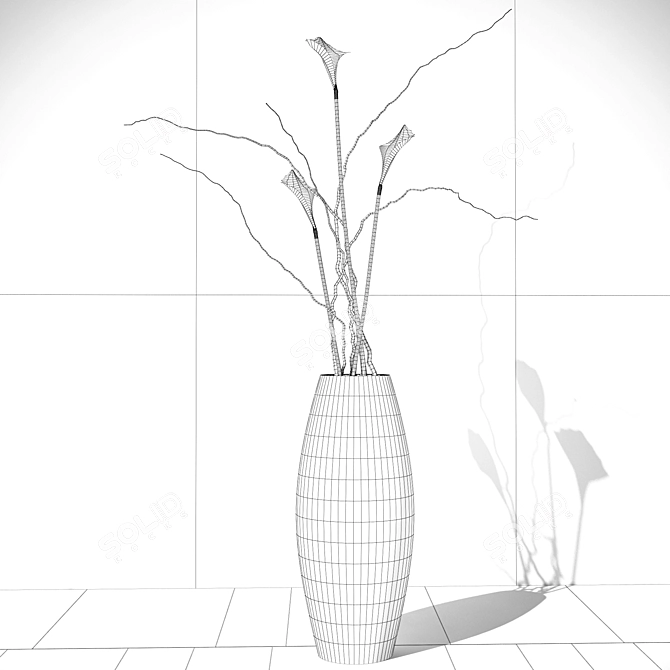 Elegant Blooms: Flower Vase Set 3D model image 2