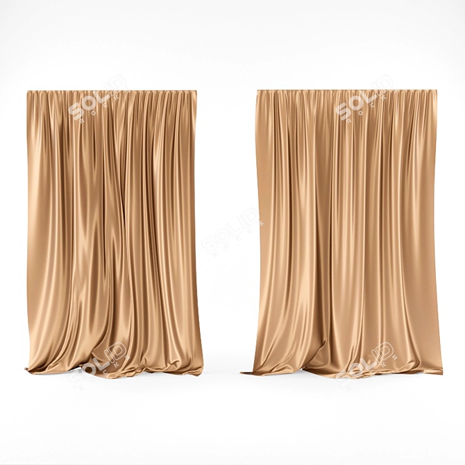 Luxurious Silk Curtains with Golden Reflection 3D model image 1