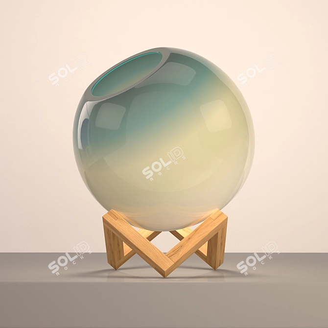 Elegant Wood & Glass Lamps 3D model image 1