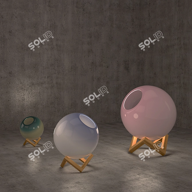 Elegant Wood & Glass Lamps 3D model image 2