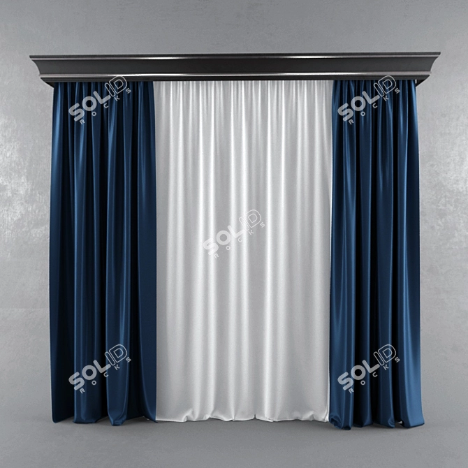 Luxury Silk Window Treatments 3D model image 1