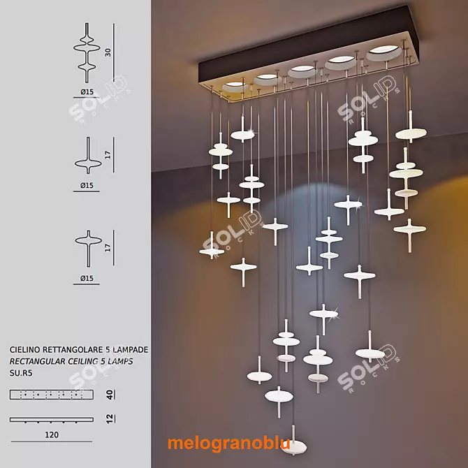 Title: Customizable Melogranoblu Pendant Lamp 3D model image 1