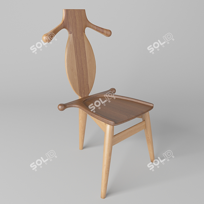 Russian Wooden Chair 3D model image 1