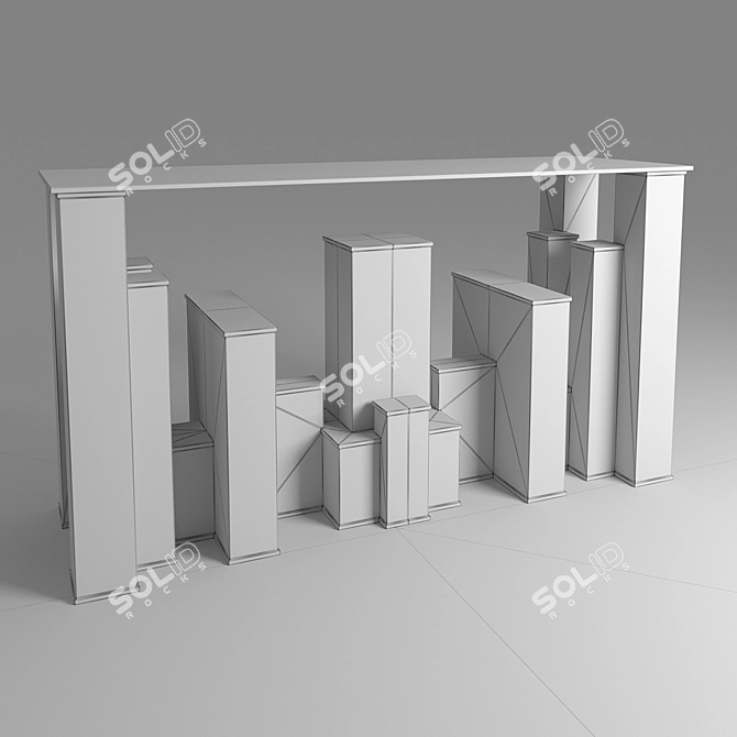 Industrial Block Iron & Glass Console 3D model image 2