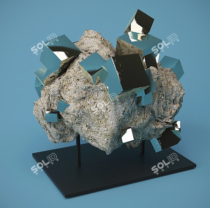 Golden Pyrite Crystal: 24x24x20 cm 3D model image 3