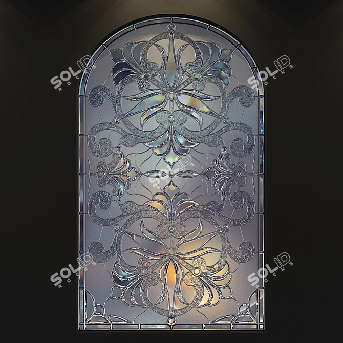 Elegant Arch Stained Glass Window 3D model image 2