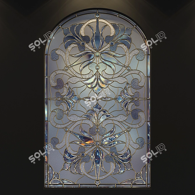 Elegant Arch Stained Glass Window 3D model image 3