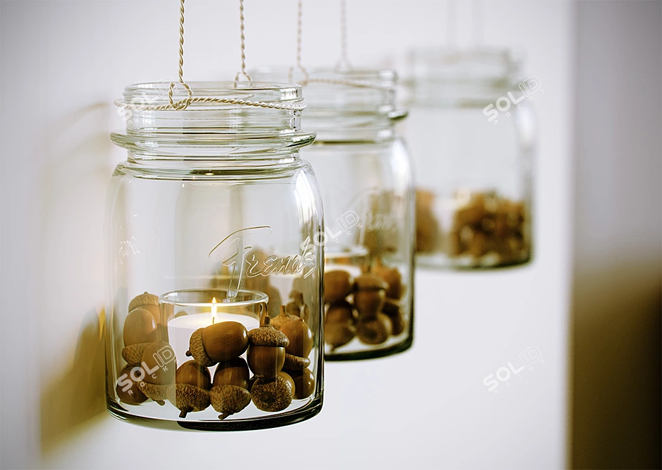 Acorn Jar Candle: Rustic Decor 3D model image 1