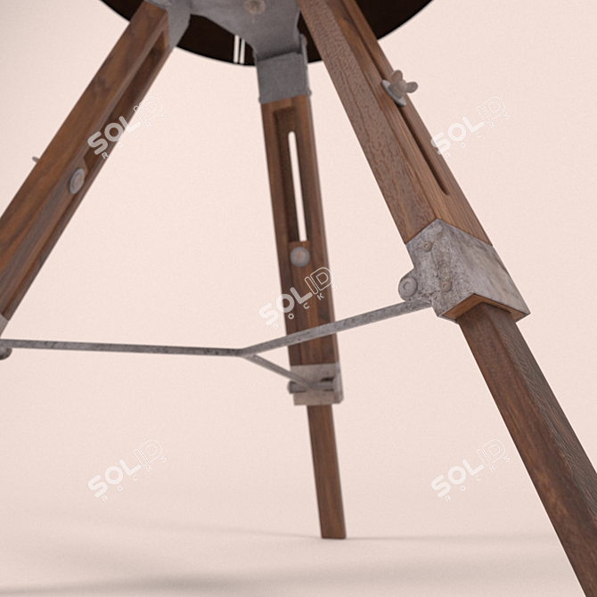 Vintage Wooden Tripod Lamp 3D model image 2