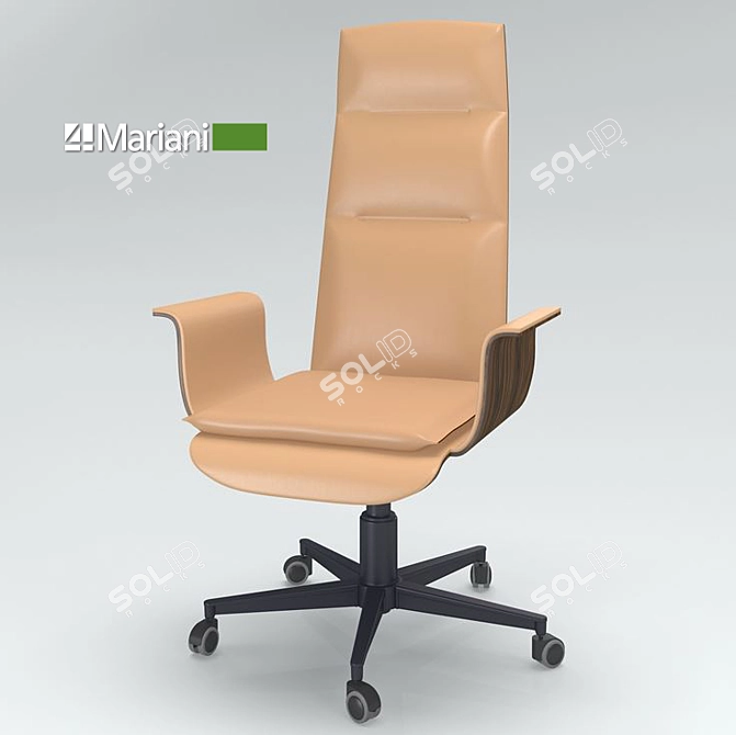 Italian Wing High Back Office Chair 3D model image 1