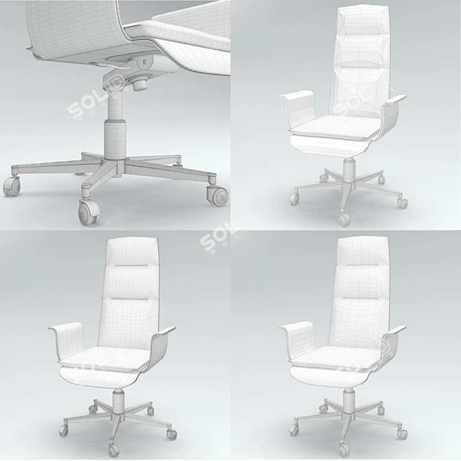 Italian Wing High Back Office Chair 3D model image 3
