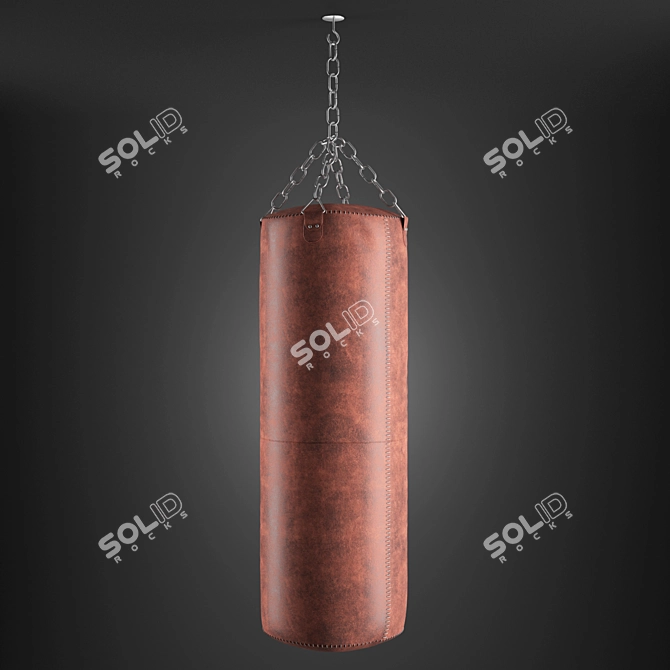 Vintage Brown Leather Punching Bag 3D model image 1