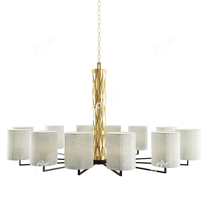 Flaire 12-Light Chandelier: Stunning Statement Piece 3D model image 1