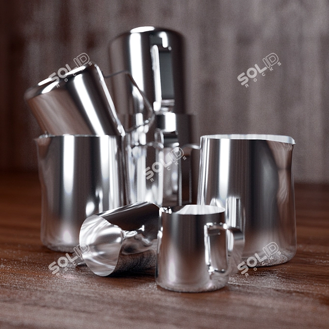 Milk Frothing Pitchers: Classic Design, Various Sizes 3D model image 1