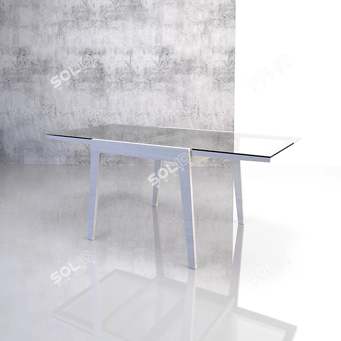 Elegant Glass Surface Dining Table 3D model image 1