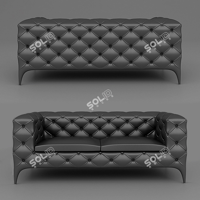 Elegant Capitone Sofa: Timeless Beauty 3D model image 1