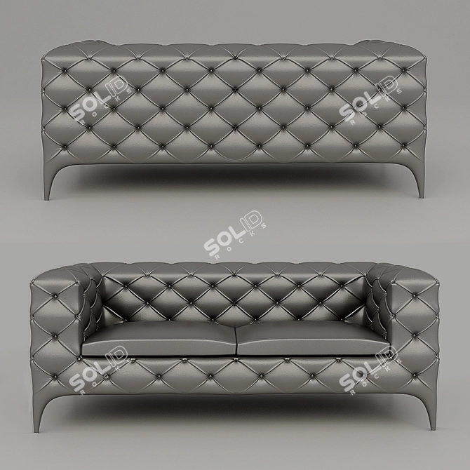 Elegant Capitone Sofa: Timeless Beauty 3D model image 2