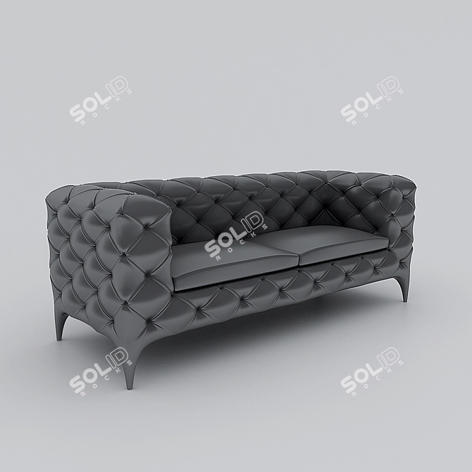 Elegant Capitone Sofa: Timeless Beauty 3D model image 3