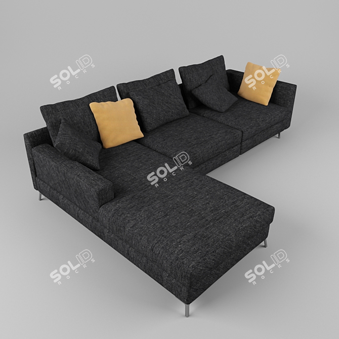 Elegant Texture Sofa 3D model image 1