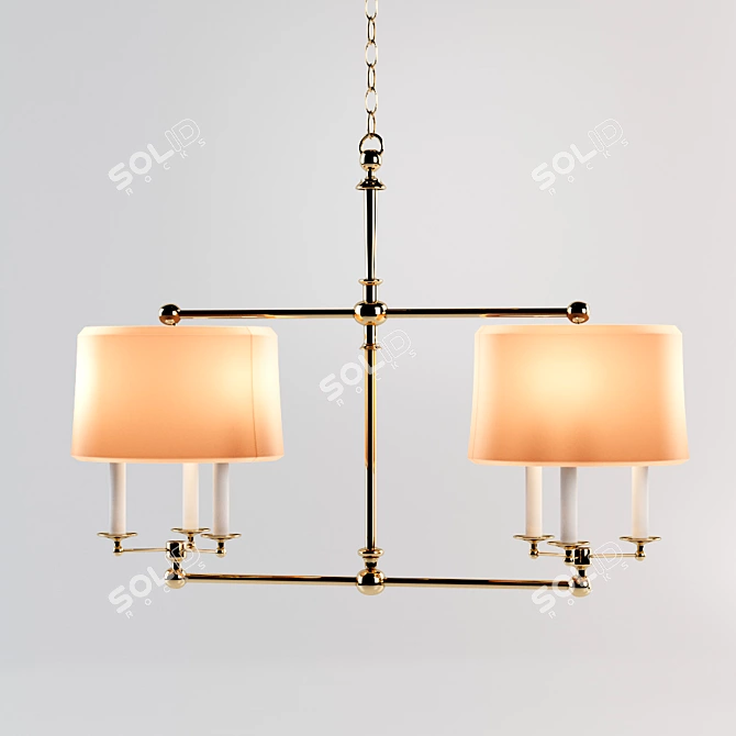 Elegant 6-Light Antique Brass Chandelier 3D model image 1