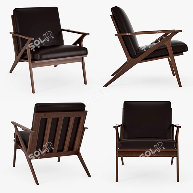 Crate and Barrel Cavett Leather Chair 3D model image 2