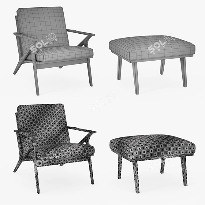 Crate and Barrel Cavett Leather Chair 3D model image 3