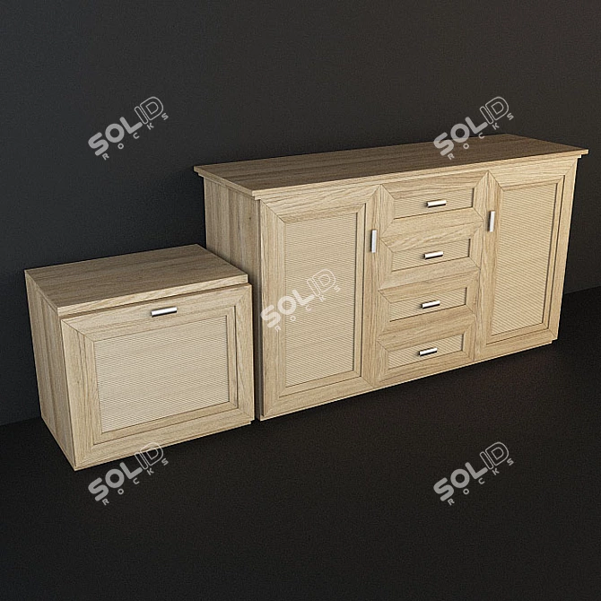 Lapis Dresser with Stella Side Table - Elegant Oak Furniture 3D model image 1