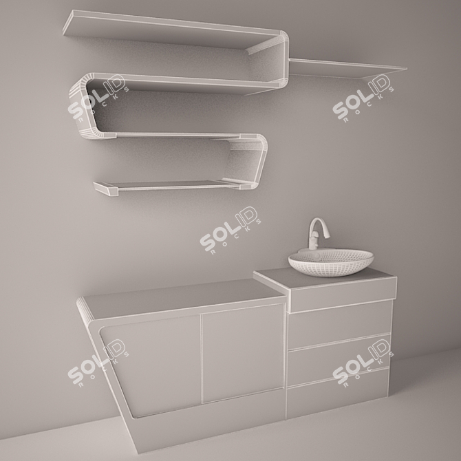 Luxury Living Room Wash Basin 3D model image 2