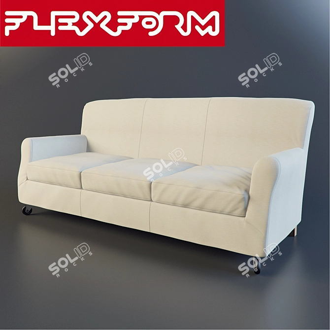 Luxurious Triple Seater Sofa 3D model image 1