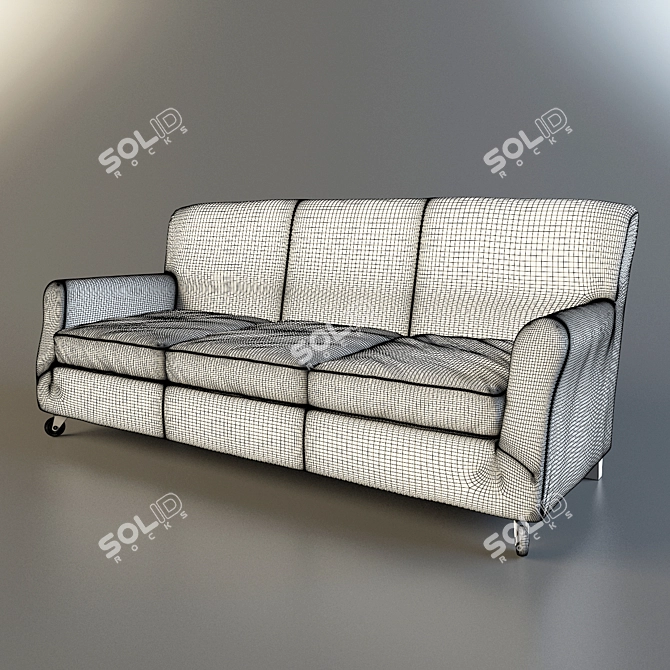 Luxurious Triple Seater Sofa 3D model image 2