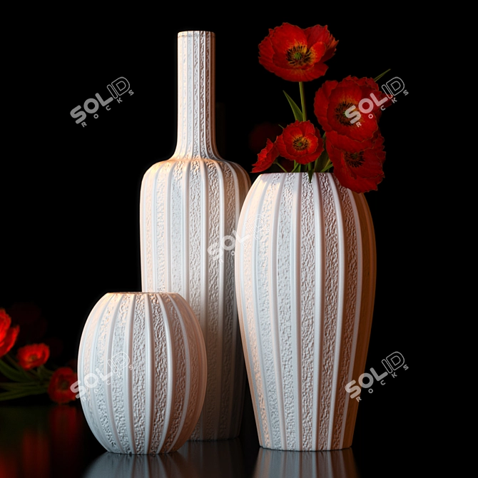 Title: Elegant White Poppy Vase 3D model image 1