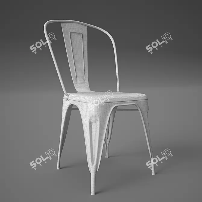 Vintage Industrial Style High Back chair 3D model image 3