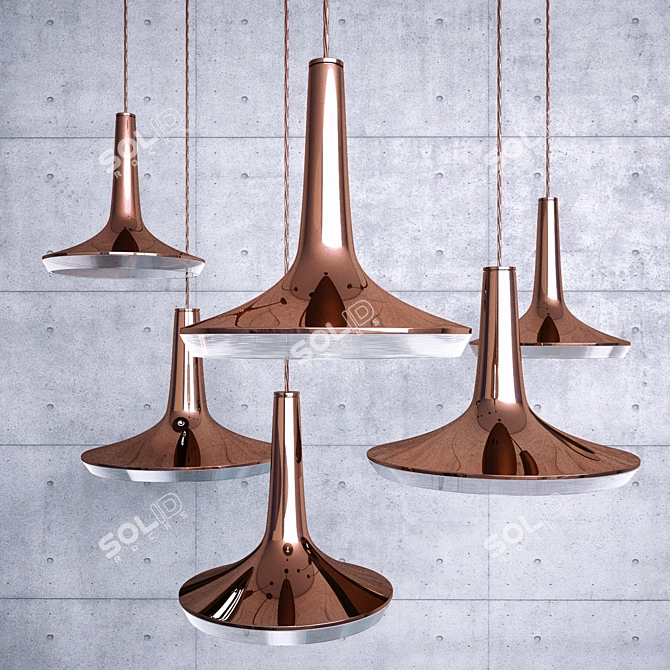 Modern Copper Pendant Lamps 3D model image 1