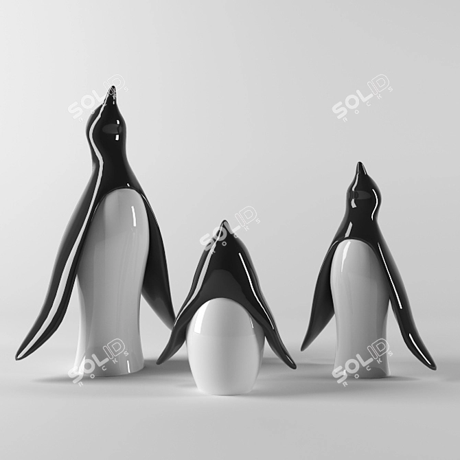 Playful Penguin Figurines 3D model image 1