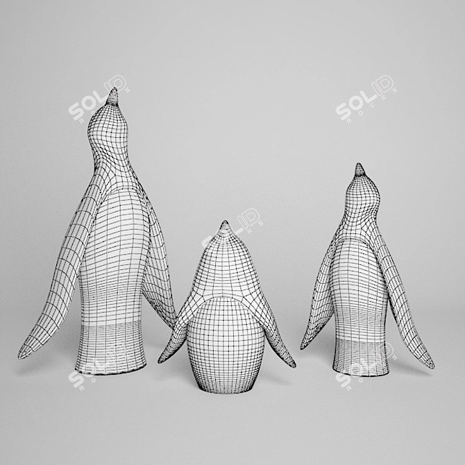 Playful Penguin Figurines 3D model image 2