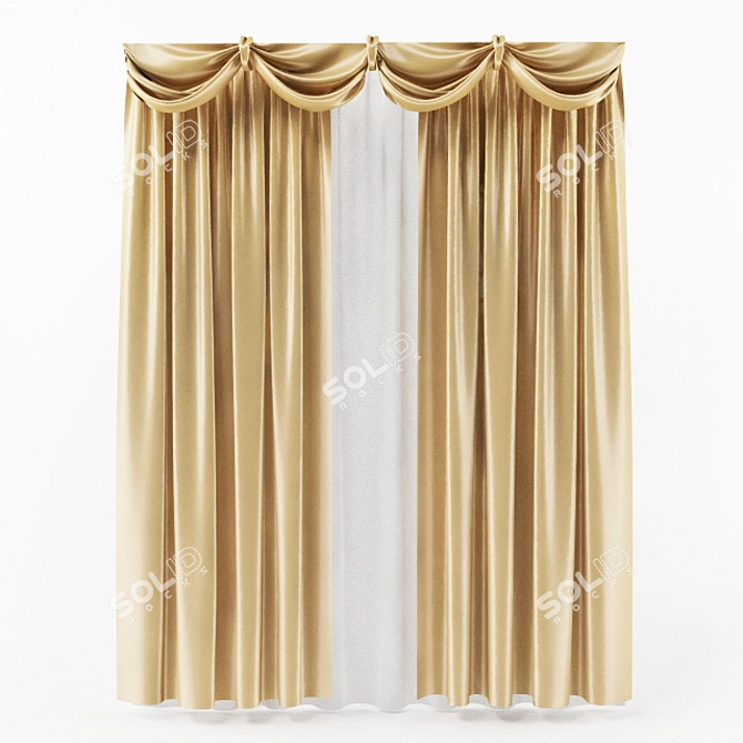 Elegant Classic Curtain 3D model image 1