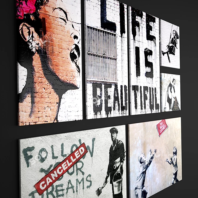 Banksy Graffiti Art Prints 3D model image 2