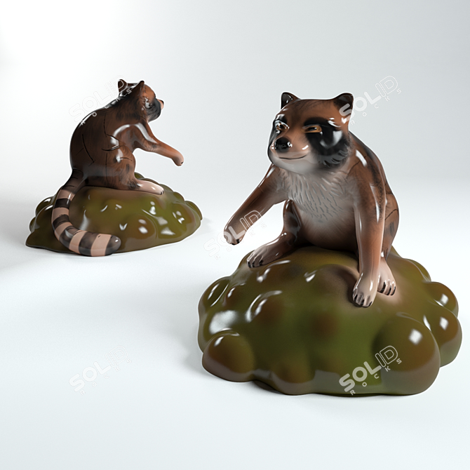 Whimsical Rascal Raccoon Figurine 3D model image 1