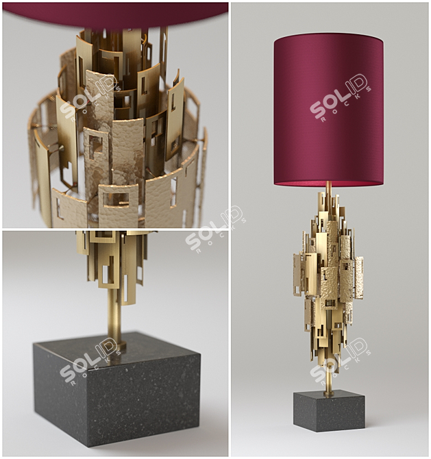 Glam Bordeaux Satin Brass Table Lamp 3D model image 1