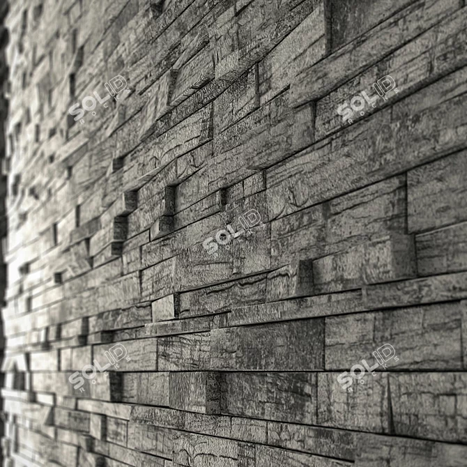 Massive Stone Wall 3.5x10.5m 3D model image 3