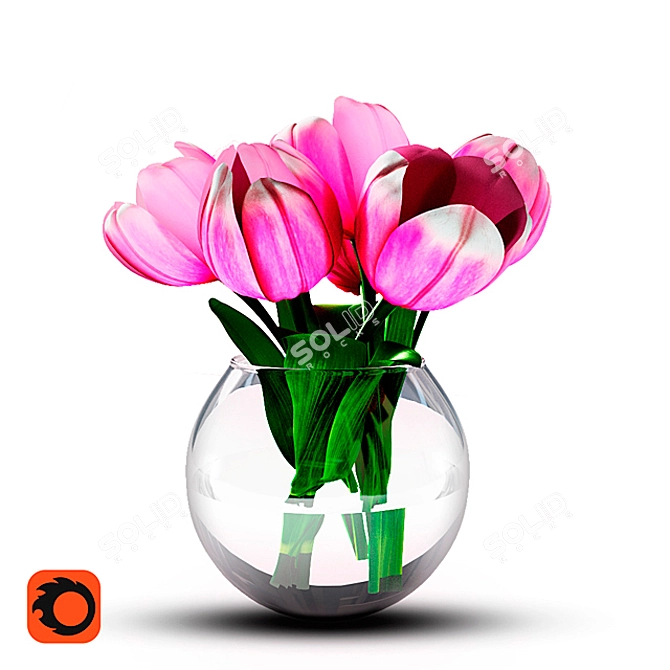 Elegant Tulip Vase: Artful Blossom 3D model image 1