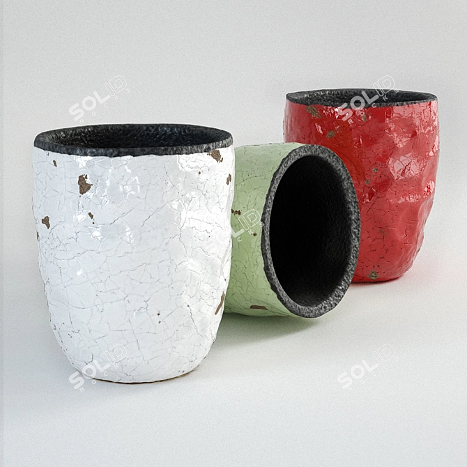 Elegant Glazed Ceramic Vases 3D model image 1