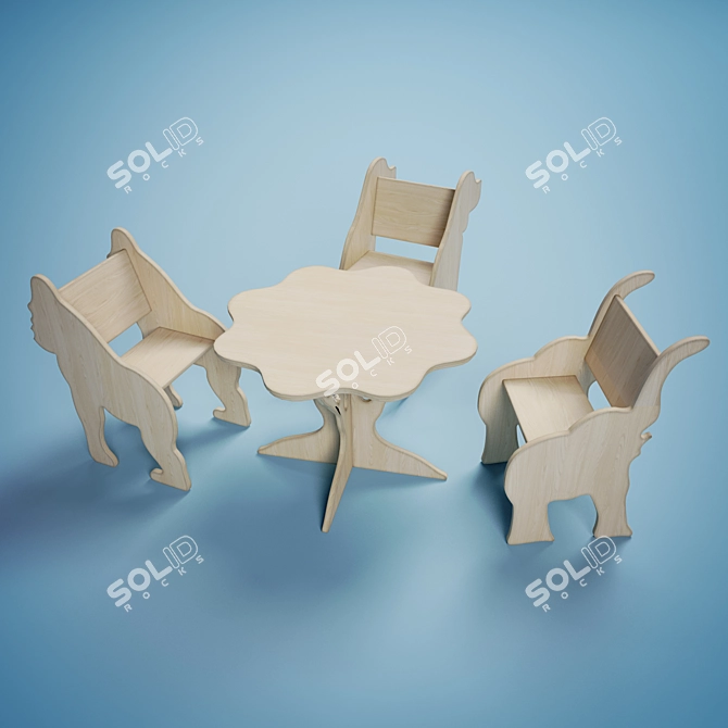 Enchanting Wooden Nursery Set 3D model image 2