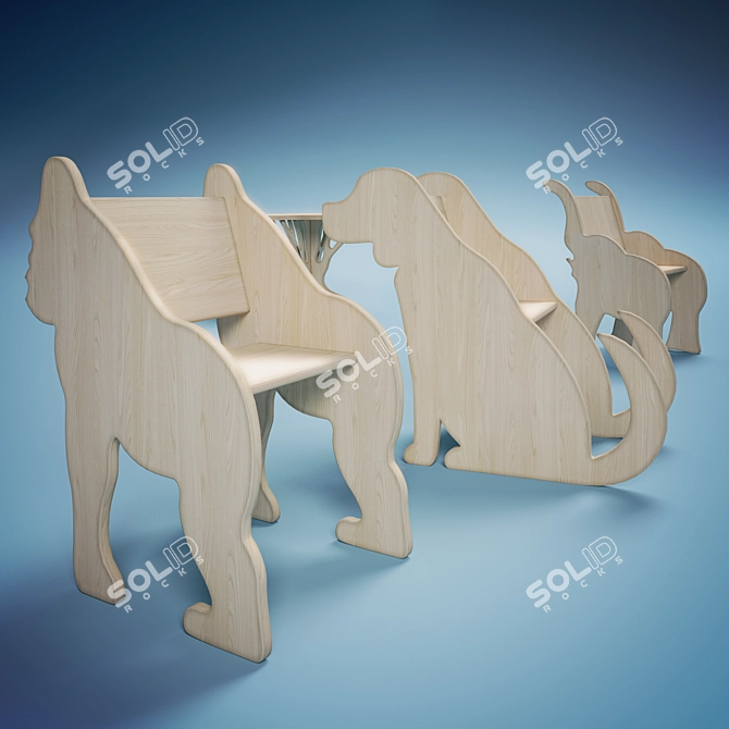 Enchanting Wooden Nursery Set 3D model image 3